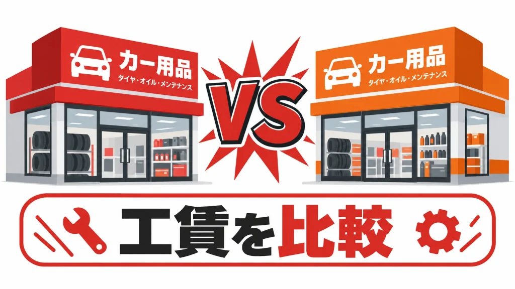 オートバックスとイエローハットの料金を比較するイラスト